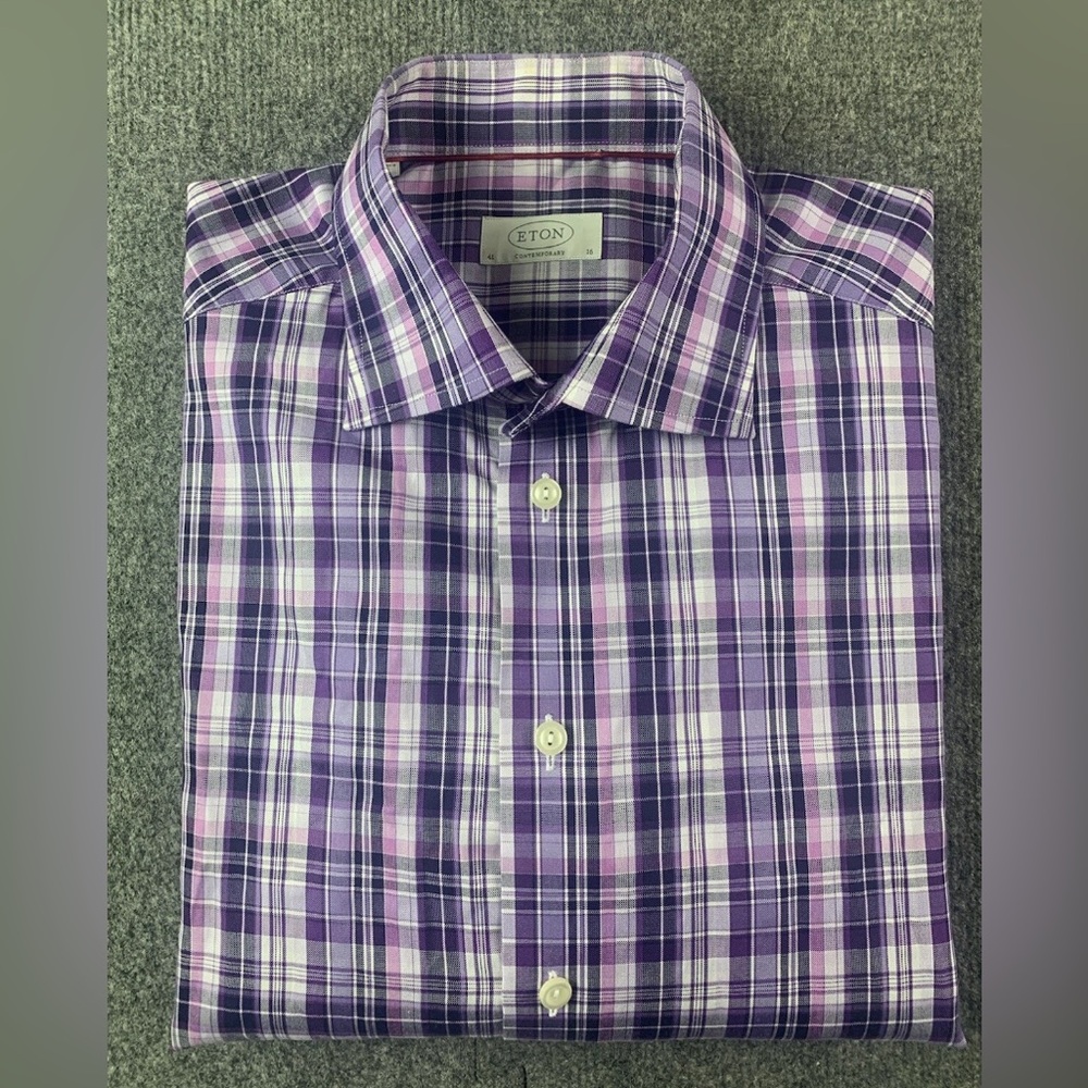 ETON Contemporary Mens 100% Cotton Long Sleeve Dress Shirt Size 41-16 Multicolor